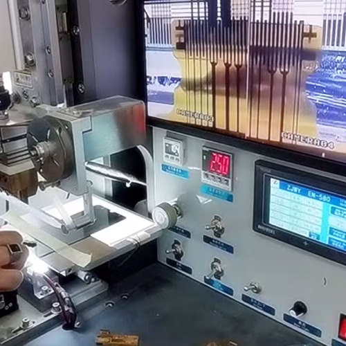 Student learning LCD Flex Bonding during a hands-on Flex Bonding Course session.